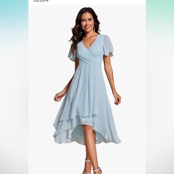 Elegant Flowy Baby Blue Dress, Cruise, mother of the bride, groom, cocktail, 14 - Picture 1 of 8